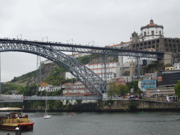 The Ponte Luís I bridge over the Douro river and Vila Nova de Gaia with the Mosteiro da Serra do Pilar monastery, viewed from the Praça da Ribeira square