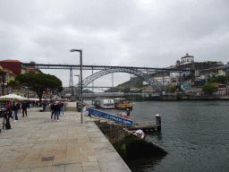 The Ponte Luís I bridge over the Douro river and Vila Nova de Gaia with the Mosteiro da Serra do Pilar monastery, viewed from the Praça da Ribeira square