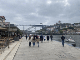 The Cais da Estiva street, the Ponte Luís I and Ponte Infante Dom Henrique bridges over the Douro river and Vila Nova de Gaia with the Mosteiro da Serra do Pilar monastery