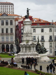 Statue of Infante D. Henrique at the Praça do Infante D. Henrique square and the Paço Episcopal do Porto palace