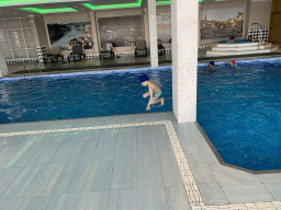Max at the swimming pool at the Hotel Vila Galé Porto