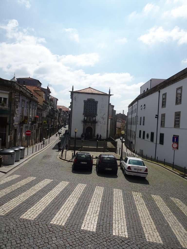 The Capela dos Alfaiates chapel at the Rua de São Luís street, viewed from the sightseeing bus at the Rua de Augusto Rosa street