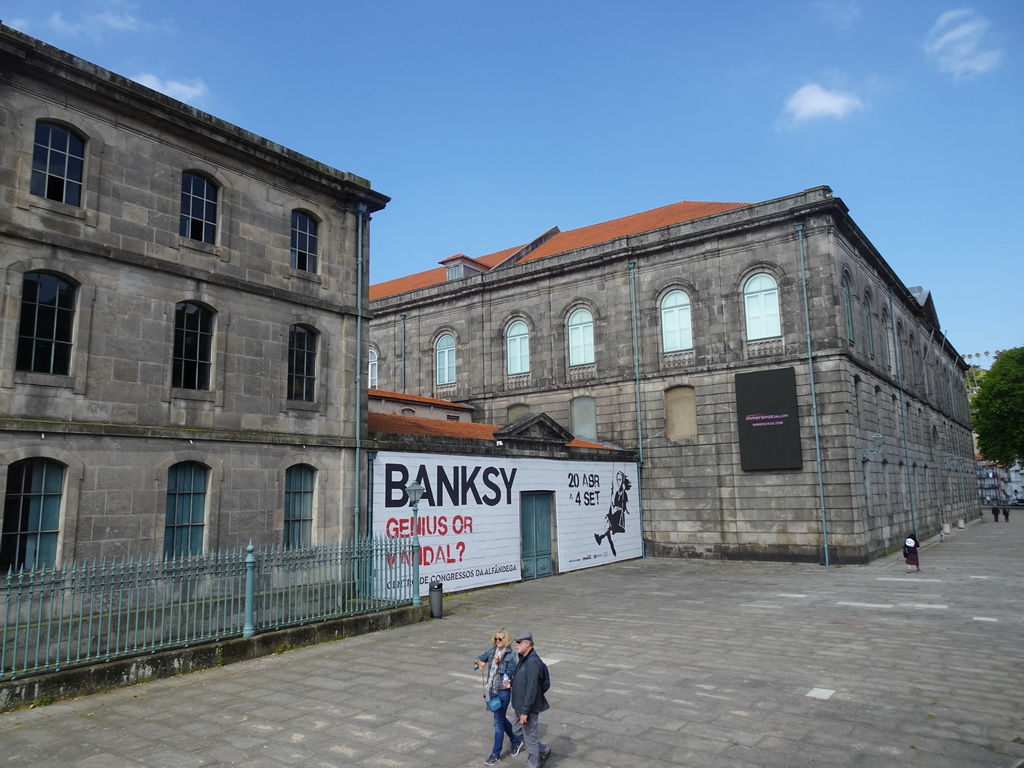 Front of the Museum of Transport and Communication at the Rua Nova da Alfândega street, viewed from the sightseeing bus