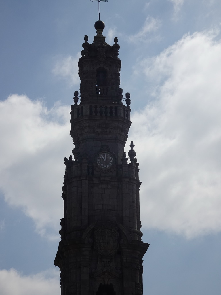 The Torre dos Clérigos tower, viewed from the sightseeing bus on the Campo dos Mártires da Pátria square