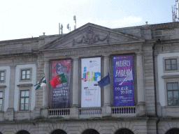 Facade of the Loja da Universidade do Porto building at the Praça de Gomes Teixeira square, viewed from the sightseeing bus