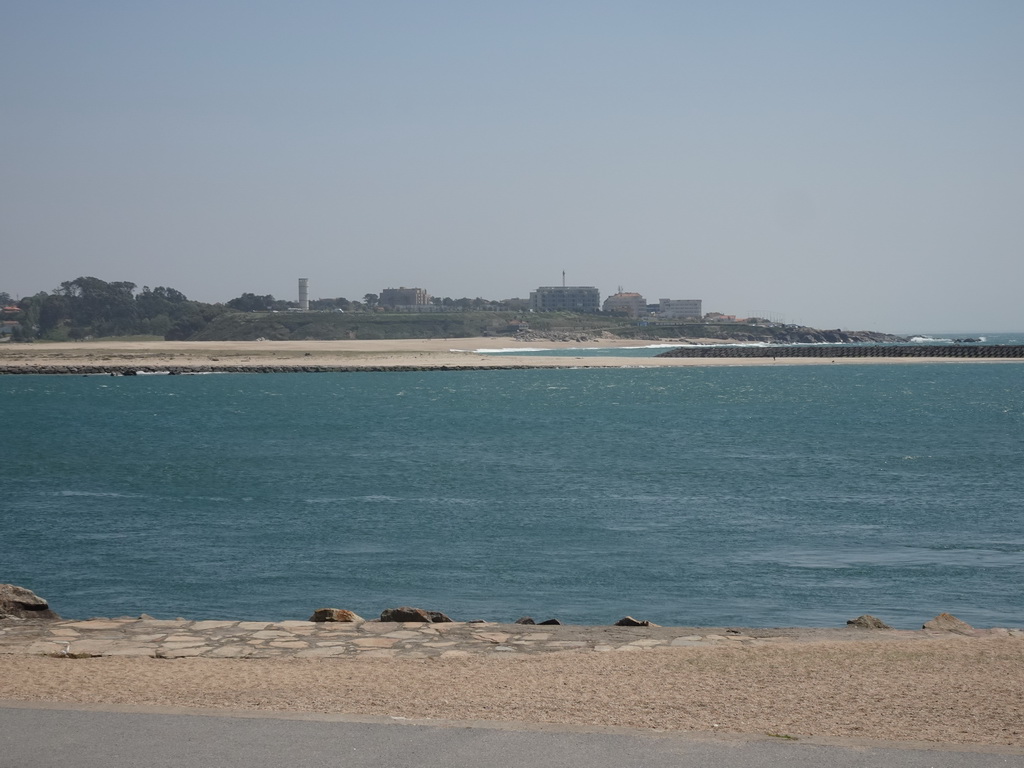 The Douro river and the Praia Cabedelo do Douro beach, viewed from the sightseeing bus on the Avenida de Dom Carlos I street