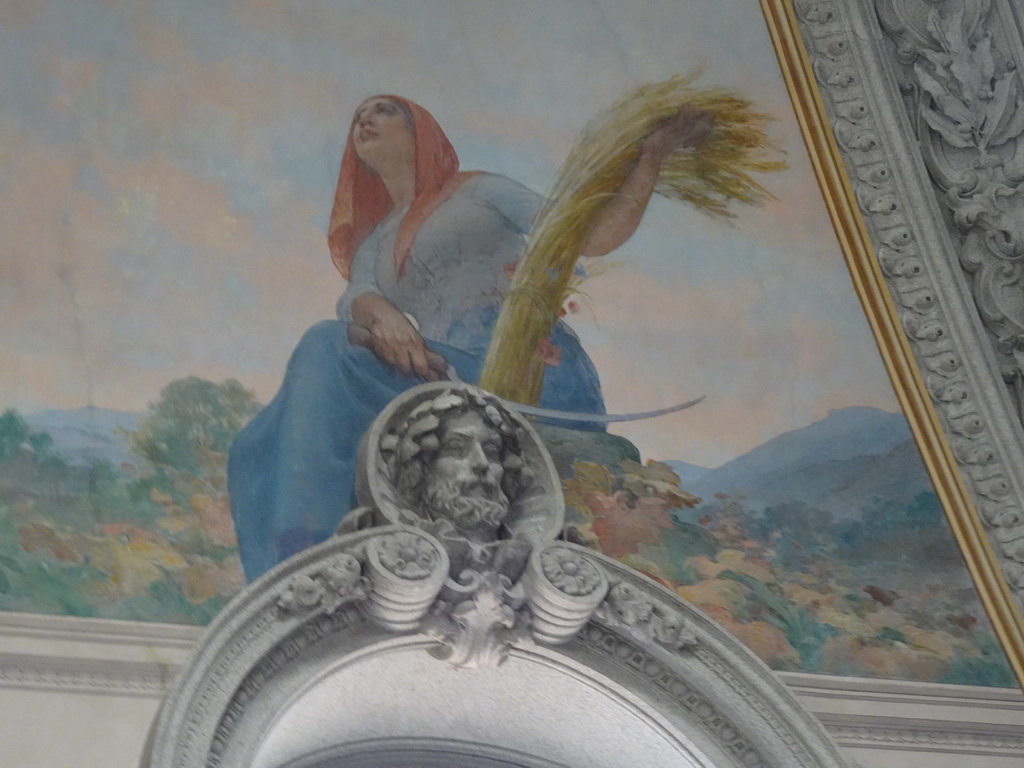 Fresco on the ceiling of the Noble Staircase at the west side of the Palácio da Bolsa palace