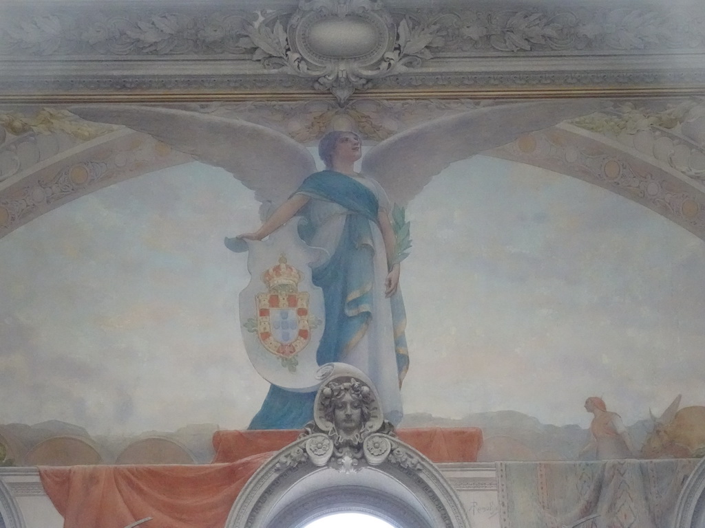 Fresco on the ceiling of the Noble Staircase at the west side of the Palácio da Bolsa palace