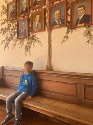 Max with portraits at the Former Presidents Gallery at the southeast side of the upper floor of the Palácio da Bolsa palace
