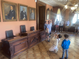 Miaomiao and Max with his plush penguin at the Golden Room at the northeast side of the upper floor of the Palácio da Bolsa palace