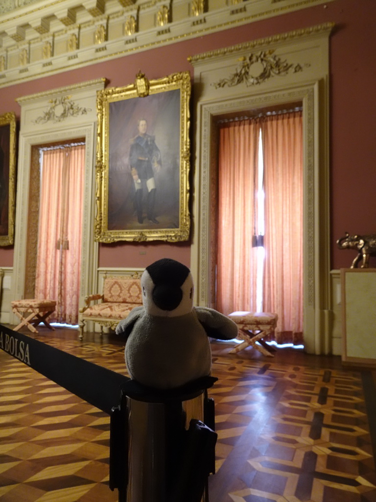 Max`s plush penguin at the Portrait Room at the north side of the upper floor of the Palácio da Bolsa palace