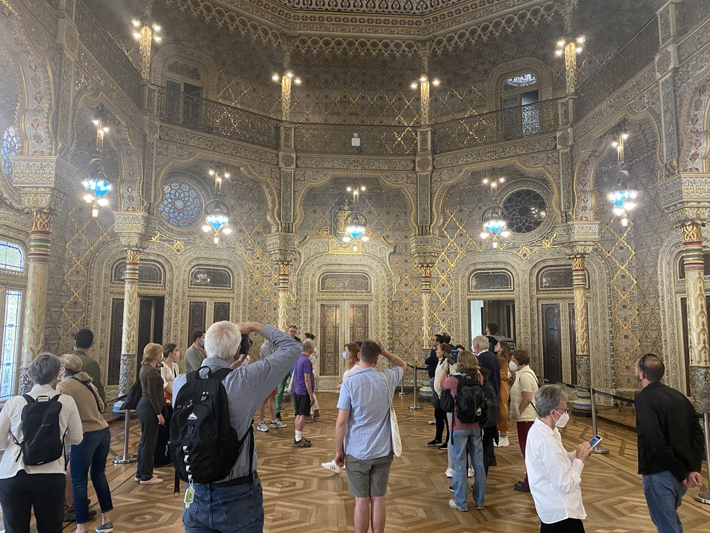 Our tour guide at the east side of the Arab Room at the northwest side of the upper floor of the Palácio da Bolsa palace