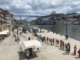 The Cais da Estiva street, the Ponte Luís I and Ponte Infante Dom Henrique bridges over the Douro river and Vila Nova de Gaia with the Mosteiro da Serra do Pilar monastery