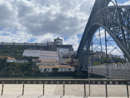 The Ponte Luís I bridge over the Douro river and Vila Nova de Gaia with the Mosteiro da Serra do Pilar monastery, viewed from the Avenida Gustavo Eiffel street