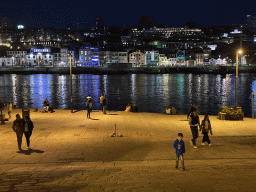 Max at the Cais da Estiva street, with a view on the Douro river and Vila Nova de Gaia with the Avenida de Diogo Leite street, by night