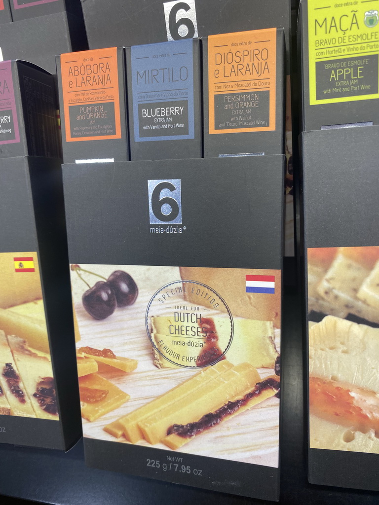 Dutch cheese flavoured products at the Sabores de Portugal shop at the Rua de São João street