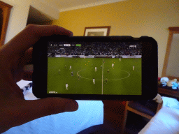 Tim`s iPhone with the football match Olympique Marseille - Feyenoord at our room at the Hotel Vila Galé Porto