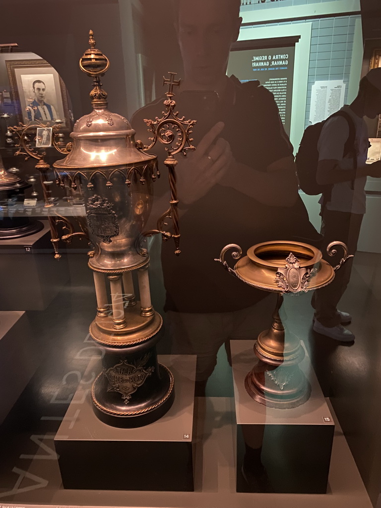 Trophies at the FC Porto Museum at the Estádio do Dragão stadium