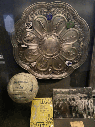 Shield, football, book and photograph at the FC Porto Museum at the Estádio do Dragão stadium