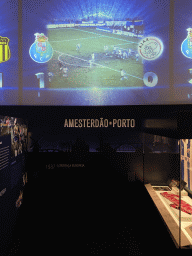 TV screen and information on the 1987 UEFA Super Cup at the FC Porto Museum at the Estádio do Dragão stadium
