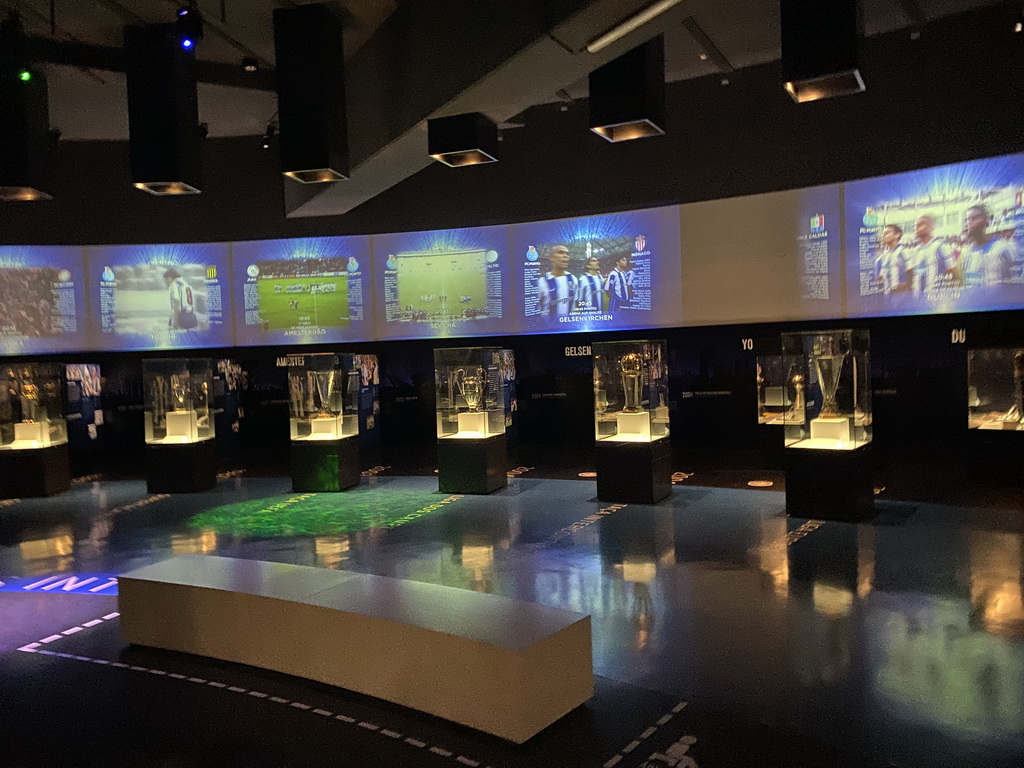 Trophies at the FC Porto Museum at the Estádio do Dragão stadium