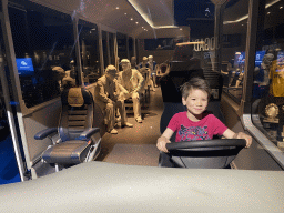 Max at the steering wheel of the FC Porto Championship Bus at the FC Porto Museum at the Estádio do Dragão stadium