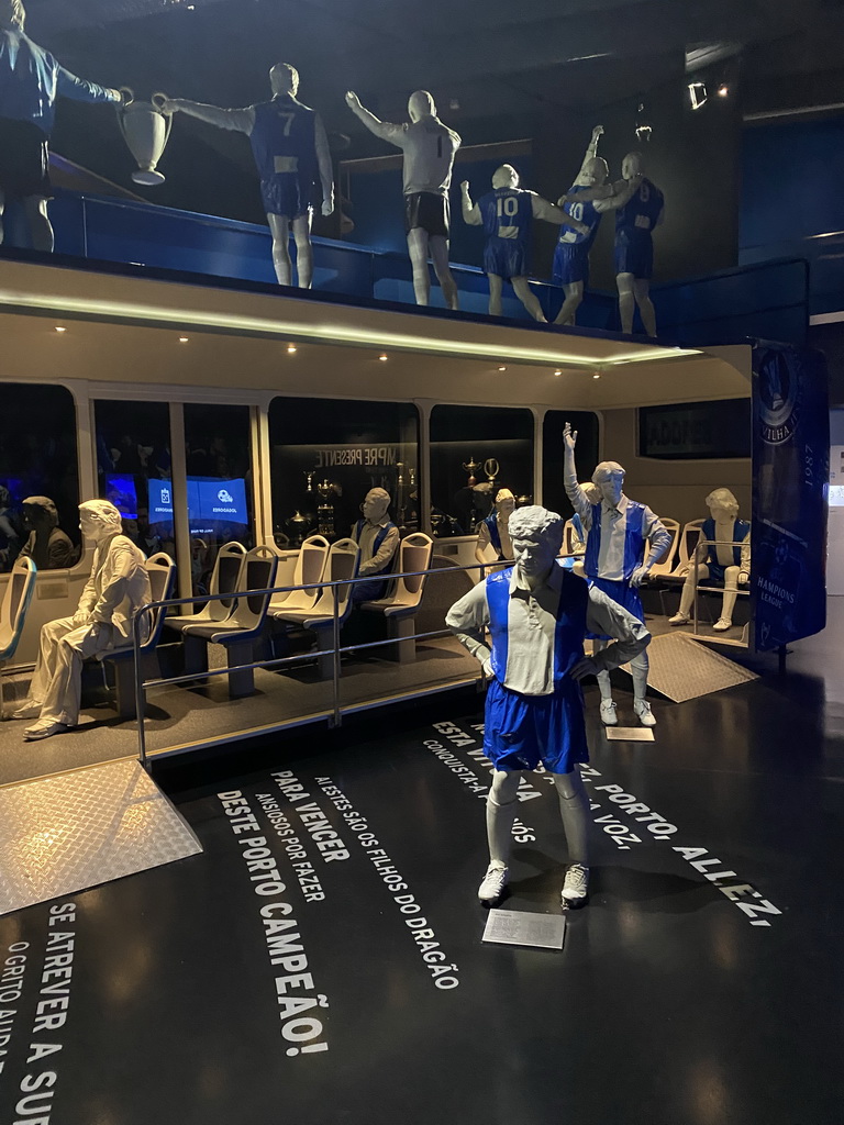 Statues at the FC Porto Championship Bus at the FC Porto Museum at the Estádio do Dragão stadium