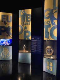 Trophies at the FC Porto Museum at the Estádio do Dragão stadium, with explanation