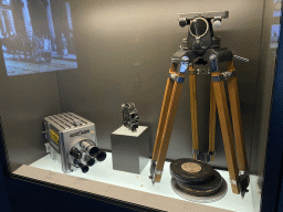 Old cameras at the FC Porto Museum at the Estádio do Dragão stadium, with explanation