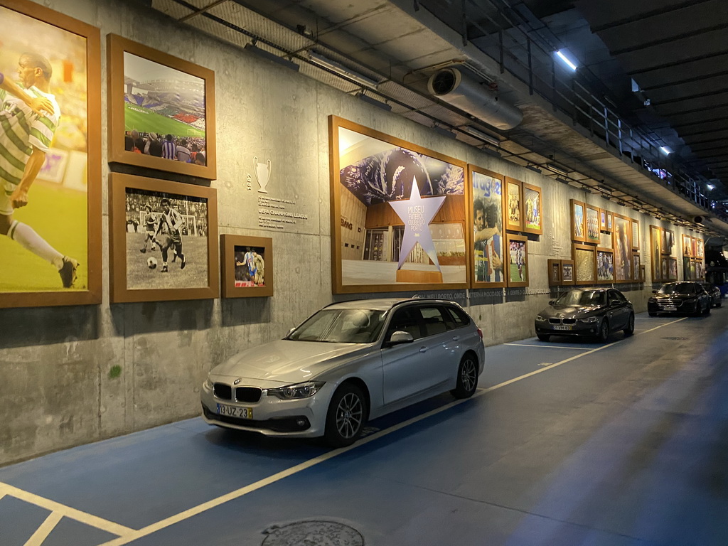 Photographs on the wall of the parking lot at the Estádio do Dragão stadium