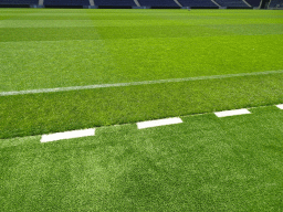 The pitch of the Estádio do Dragão stadium, viewed from the dugout
