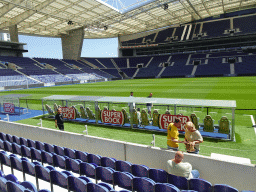 The pitch, dugouts and the northeast grandstand of the Estádio do Dragão stadium, viewed from the west grandstand