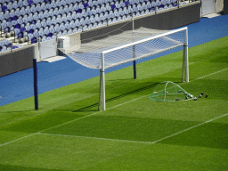The pitch with the north goal at the Estádio do Dragão stadium, viewed from the board`s seats