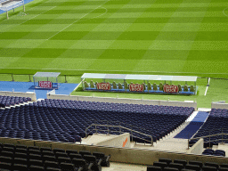 The pitch and dugout at the Estádio do Dragão stadium, viewed from the board`s seats