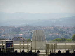 Elevator at the southeast side of the Estádio do Dragão stadium and the southwest side of the city, viewed from the board`s seats