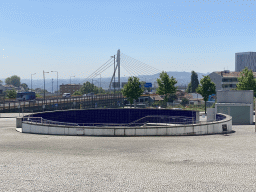 Staircase at the southeast side of the Estádio do Dragão stadium and the bridge at the Avenida 25 de Abril street