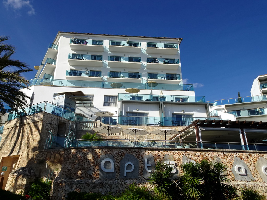 Front of the Portodrach Aparthotel at the Passeig des Cap des Toll street