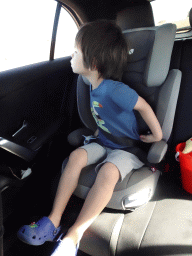 Max in the rental car at the Safari Area of the Safari Zoo Mallorca