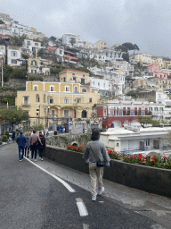 Miaomiao at the Viale Pasitea street, with a view on the town center