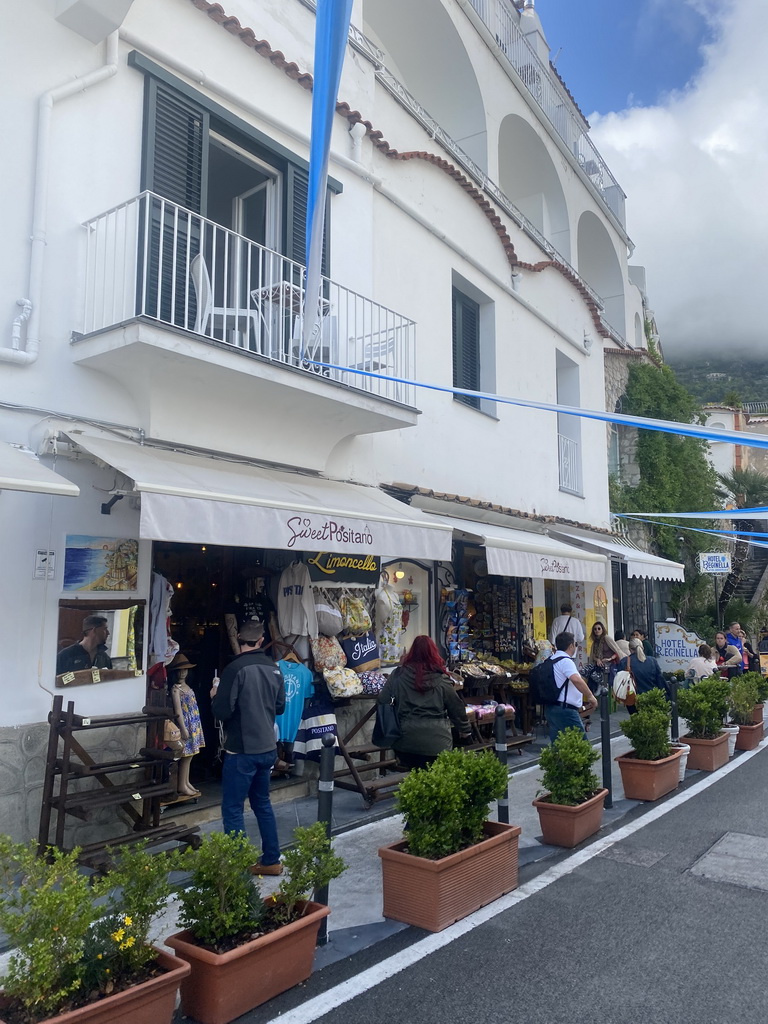 Front of the Sweet Positano souvenir store at the Viale Pasitea street