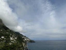 The town of Praiano and the Tyrrhenian Sea, viewed from the parking lot of the Il San Pietro di Positano hotel