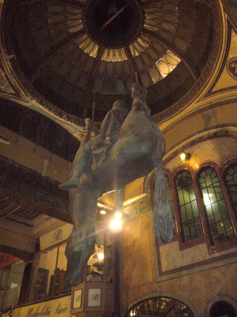 Saint Wenceslas on an upside down horse, in the Lucerna Passage