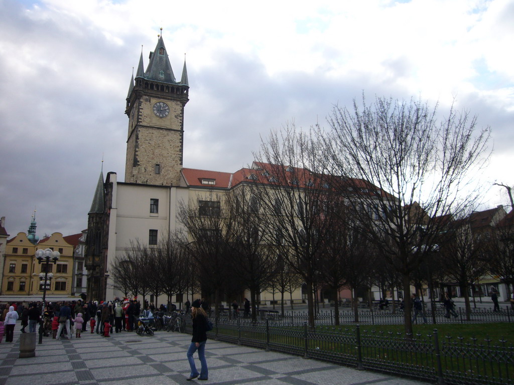 Old Town Square, with the tower of the Old Town Hall (Staromestská radnice)