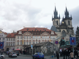 Old Town Square, with the Church of Our Lady before Týn, the Jan Hus Memorial and the Goltz-Kinský Palace