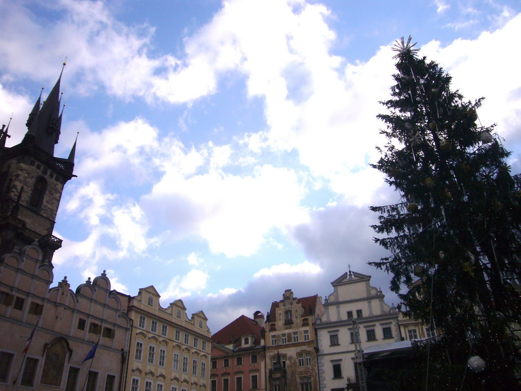 Old Town Square, with the Church of Our Lady before Týn and a christmas tree