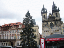 The Goltz-Kinský Palace, the Church of Our Lady before Týn and a christmas tree