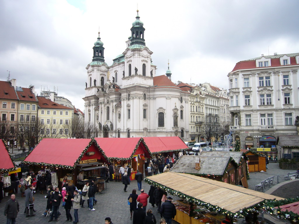 Old Town Square, with St. Nicholas Church and the christmas market