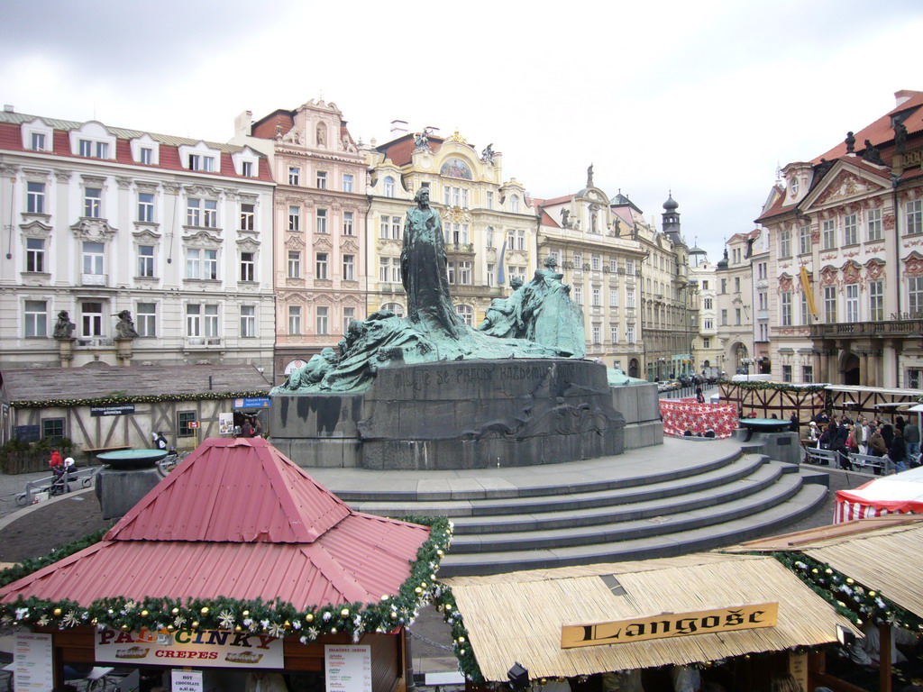 Old Town Square, with the Jan Hus Memorial and the christmas market