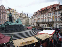 Old Town Square, with the Jan Hus Memorial, the Goltz-Kinský Palace and the christmas market