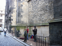 Musicians in a street on the side of the Church of Our Lady before Týn